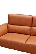 Orange leather stylish modern low-profile loveseat additional photo 2 of 3