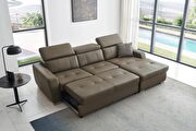 Contemporary gray / brown  leather sectional w/ bed additional photo 2 of 13