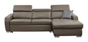 Contemporary gray / brown  leather sectional w/ bed additional photo 3 of 13