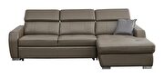 Contemporary gray / brown  leather sectional w/ bed additional photo 4 of 13