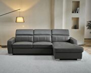 Contemporary gray  leather sectional w/ bed by ESF additional picture 2