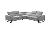 Contemporary modular style light gray leather recliner sectional additional photo 2 of 17
