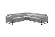 Contemporary modular style light gray leather recliner sectional additional photo 3 of 17