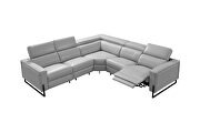 Contemporary modular style light gray leather recliner sectional additional photo 4 of 17