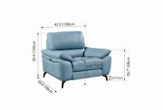Blue leather electric recliner sofa by ESF additional picture 20