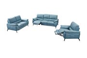 Blue leather electric recliner sofa by ESF additional picture 3