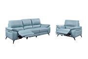 Blue leather electric recliner sofa by ESF additional picture 4