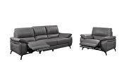 Gray leather electric recliner sofa by ESF additional picture 3