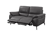 Gray leather electric recliner loveseat additional photo 2 of 2