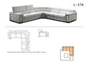 Light gray leather designer sectional w/ adjustable headrests by ESF additional picture 2