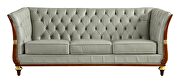 Gray leather / brown / gold accents living room sofa additional photo 2 of 19