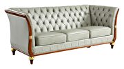 Gray leather / brown / gold accents living room sofa additional photo 3 of 19