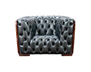 Deeply tufted custom made gray leather sofa by ESF additional picture 8