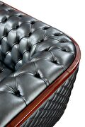 Deeply tufted custom made gray leather loveseat additional photo 4 of 3