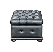 Deeply tufted custom made gray leather ottoman additional photo 3 of 4