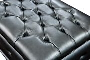 Deeply tufted custom made gray leather ottoman additional photo 4 of 4