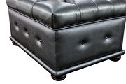 Deeply tufted custom made gray leather ottoman additional photo 5 of 4