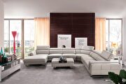 Oversized contemporary leather gray/silver sectional additional photo 5 of 5