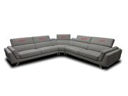Oversized contemporary leather gray/silver sectional additional photo 2 of 5