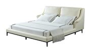 Contemporary off white leather bed additional photo 5 of 14
