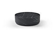 Round marble low-profile black coffee table additional photo 2 of 2