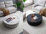 Round marble low-profile black coffee table additional photo 3 of 2