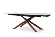 Marble-like top dining table w/ extensions and crossed legs base by ESF additional picture 2