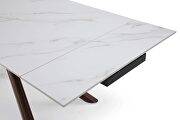 Marble-like top dining table w/ extensions and crossed legs base by ESF additional picture 3