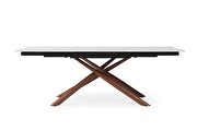 Marble-like top dining table w/ extensions and crossed legs base by ESF additional picture 9