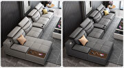 Elegant contemporary gray half leather sectional sofa additional photo 4 of 19
