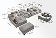 Elegant contemporary gray half leather left-facing sectional sofa by ESF additional picture 7