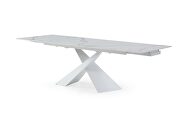 Contemporary white extension dining table additional photo 3 of 14