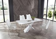 Contemporary white extension dining table with crossed x base by ESF additional picture 2