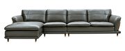 Green / gray leather stylish modern sectional sofa additional photo 4 of 10