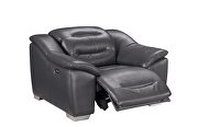 Dark gray charcoal leather electric recliner sofa by ESF additional picture 19