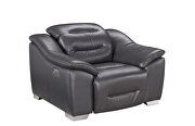 Dark gray charcoal leather electric recliner chair by ESF additional picture 2