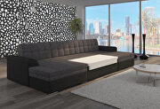 Tufted buttond dark brown leatherette sectional sofa additional photo 2 of 5