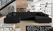 Tufted buttond dark brown leatherette sectional sofa additional photo 4 of 5