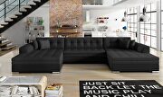 Tufted buttond dark brown leatherette sectional sofa additional photo 5 of 5