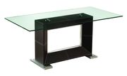 Glass/leather/chrome brown dining table by J&M additional picture 2