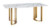 Gold marble top dining table in luxury style additional photo 2 of 6