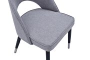 Gray modern dining chair w/ chrome leg tips additional photo 2 of 6