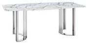 Silver legs marble top dining table in luxury style by ESF additional picture 2