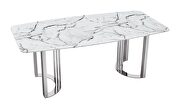 Silver legs marble top dining table in luxury style by ESF additional picture 4