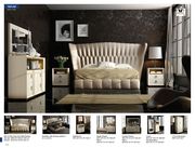 Sand beige eco leather headboard modern bed by Franco Spain additional picture 2