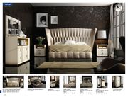 Sand beige eco leather headboard modern king bed additional photo 2 of 4