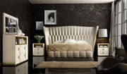 Sand beige eco leather headboard modern king bed by Franco Spain additional picture 5
