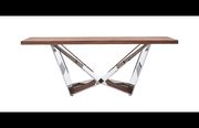 Wooden top / silver chrome base dining table by ESF additional picture 6