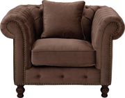 Fabric tufted back/rolled arms chocolate sofa by ESF additional picture 2