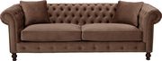 Fabric tufted back/rolled arms chocolate sofa by ESF additional picture 3